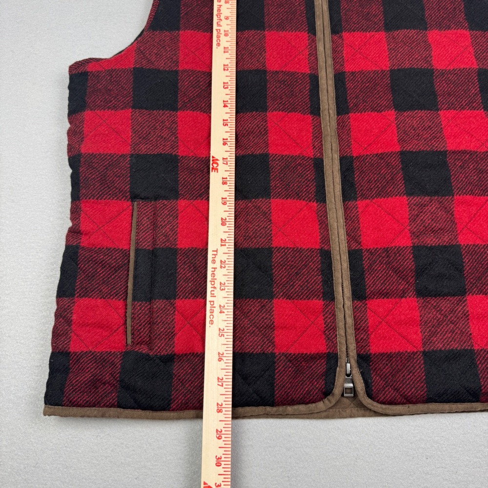 Peter Millar Mens XXL Shetland Wool Quilted Vest Red Buffalo Plaid Fleece Lined - Picture 9 of 10